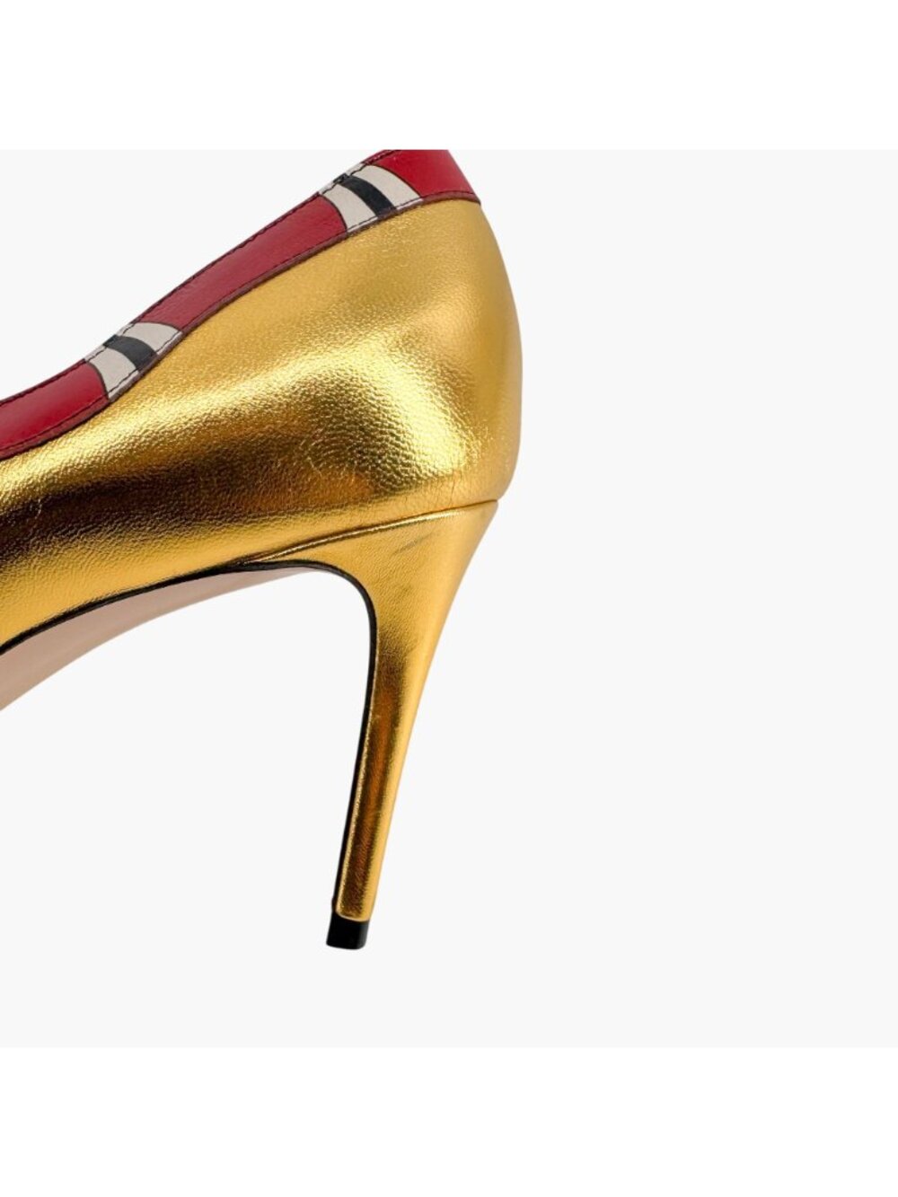 Gucci Yoko Snake Gold Metallic Leather Pumps High Heels Shoes Size 38.5 US 8.5 - Picture 10 of 16